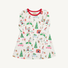 The Beaufort Bonnet Company Long Sleeve Polly Play Dress, Make the Season Bright/Richmond Red