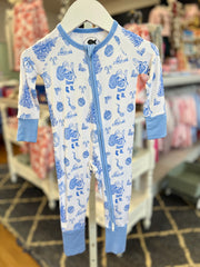 Christmas Toile Zip Pajama