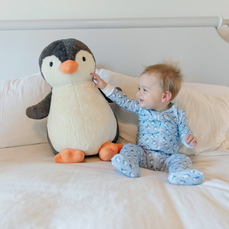 Parker Zippered Pajama Set - Penguin Party Blue