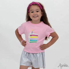 Birthday Cake on Pink Boxy Tee
