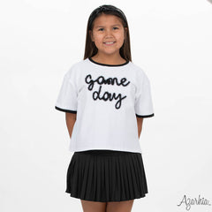 Game Day Ringer Boxy Tee - Black
