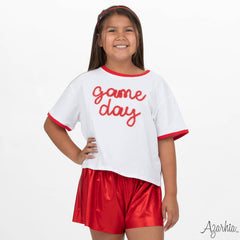 Game Day Ringer Boxy Tee - Red