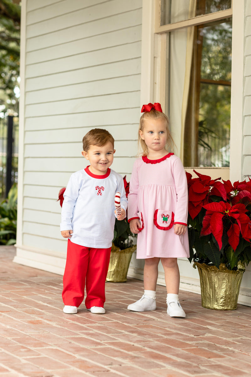Candy Cane Embroidery Pant Set