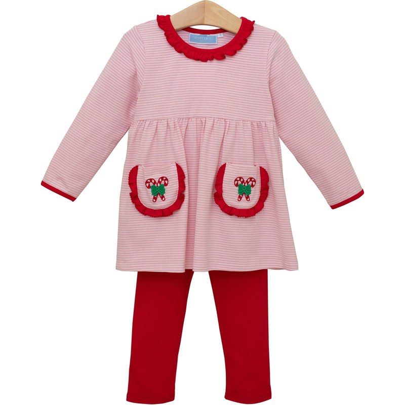 Candy Cane Ruffle Pant Set