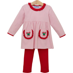 Candy Cane Ruffle Pant Set