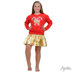 Metallic Gathered Skort - Gold