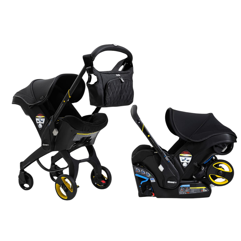 Black baby car seat and stroller combo on a white background.

Doona Infant Car Seat & Stroller - Midnight