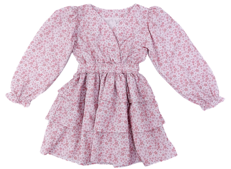 Pink Floral Tiered Dress