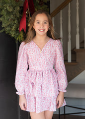Pink Floral Tiered Dress