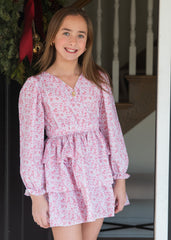 Pink Floral Tiered Dress