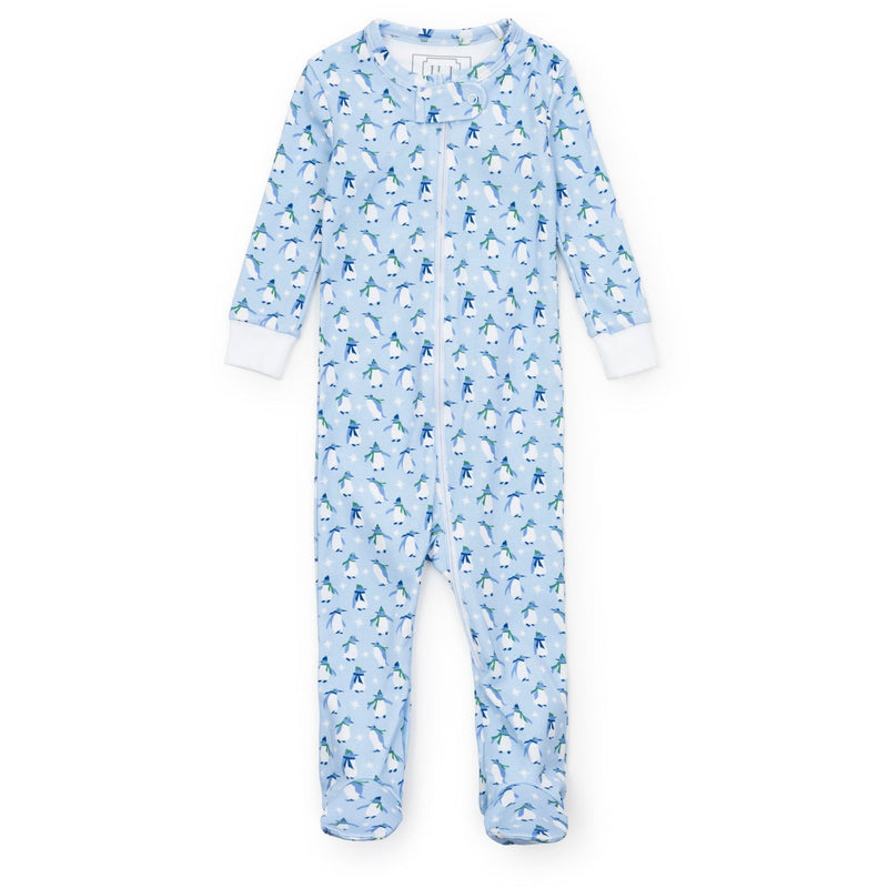 Parker Zippered Pajama Set - Penguin Party Blue