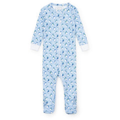Parker Zippered Pajama Set - Penguin Party Blue