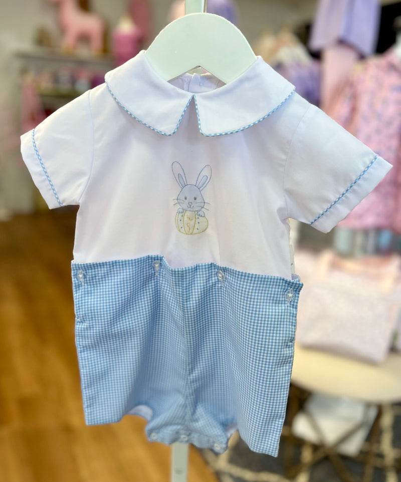 Blue Check Bunny Romper