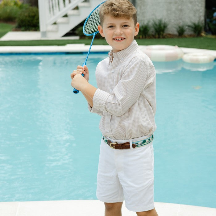 Khaki Check Button Down