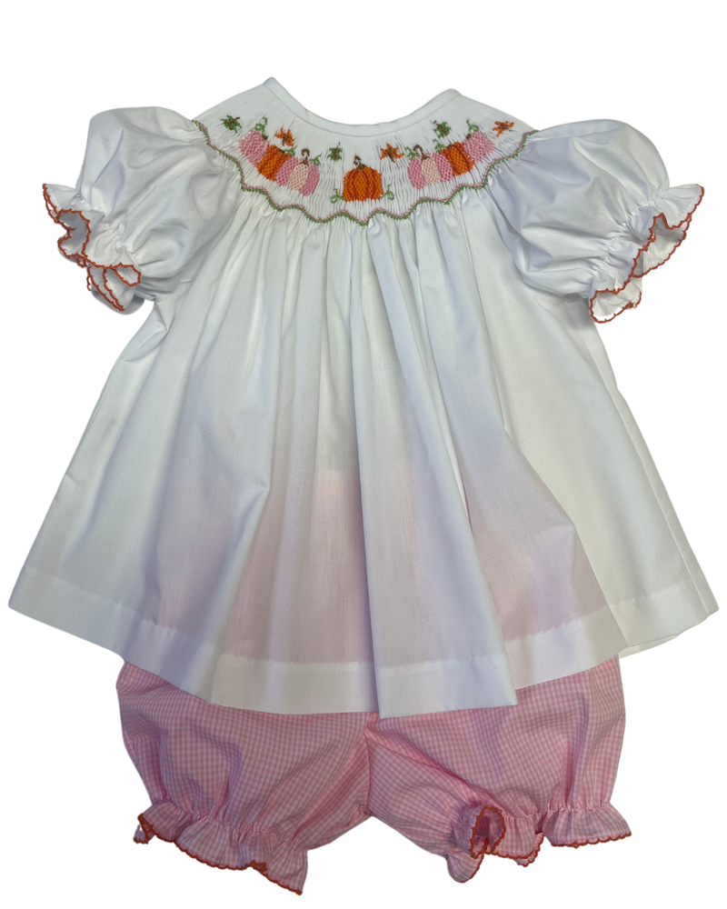 Pumpkin Smocked Bloomer Set