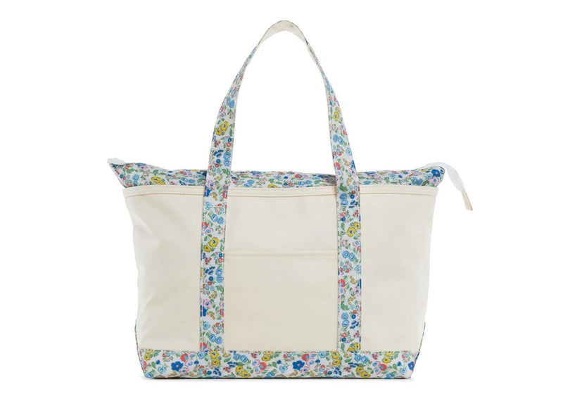 Medium Tote - Natural w/ Posies Trim