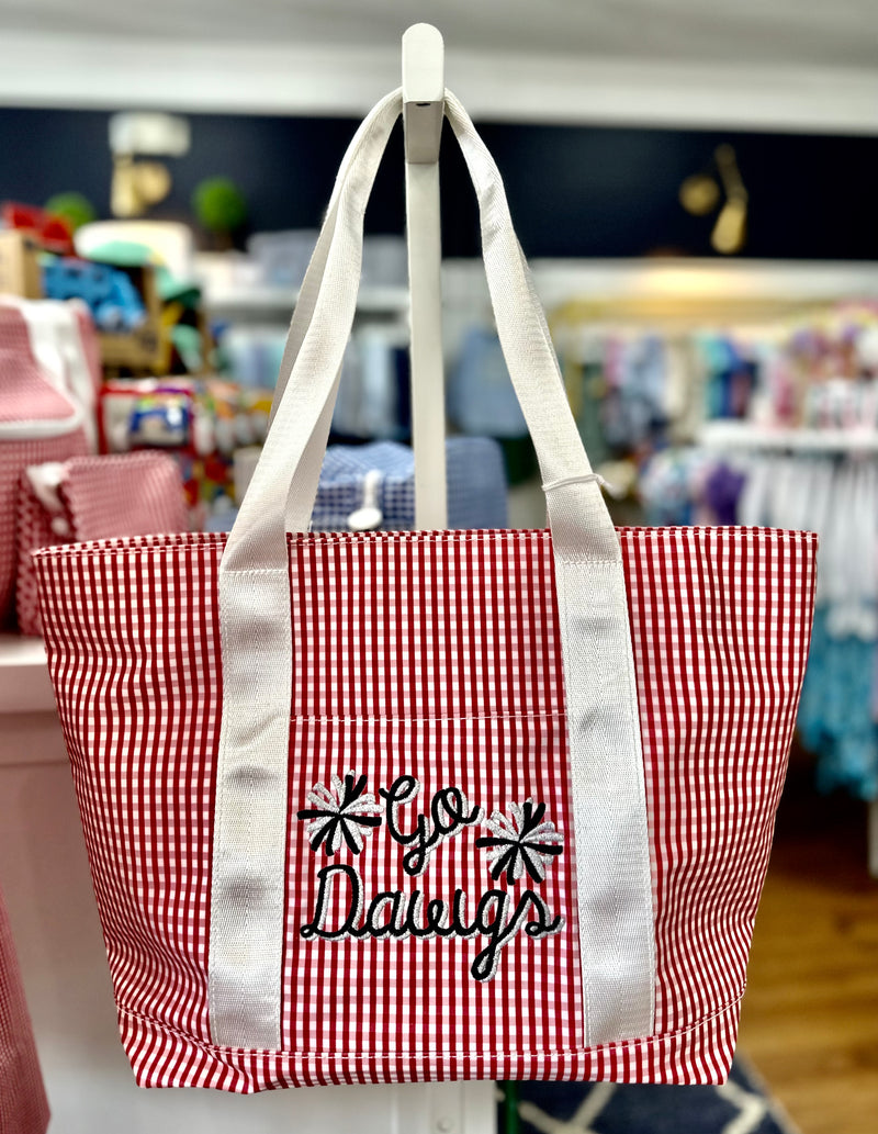 Go Dawgs Red Gingham Tote