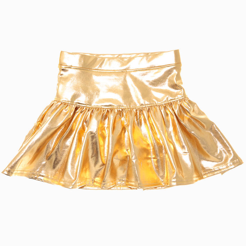 Metallic Gathered Skort - Gold