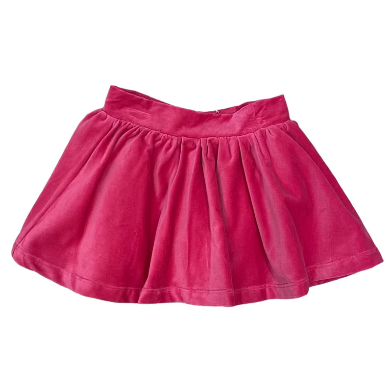 Girls Hot Pink velvet skirt on a white background