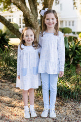 Peggie Peplum Legging Set - Blue Bows Knit