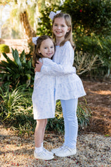 Peggie Peplum Legging Set - Blue Bows Knit