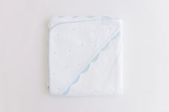 Embroidered Dots Hooded Towel - Blue