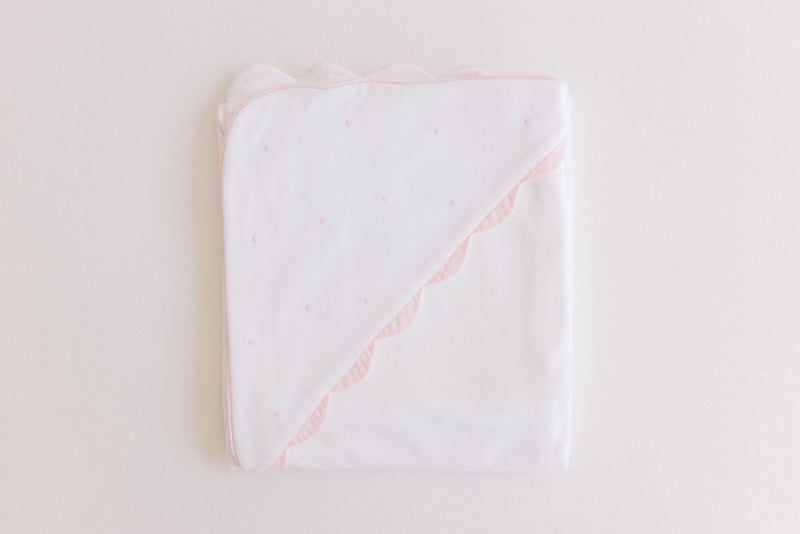 Embroidered Dots Hooded Towel - Pink