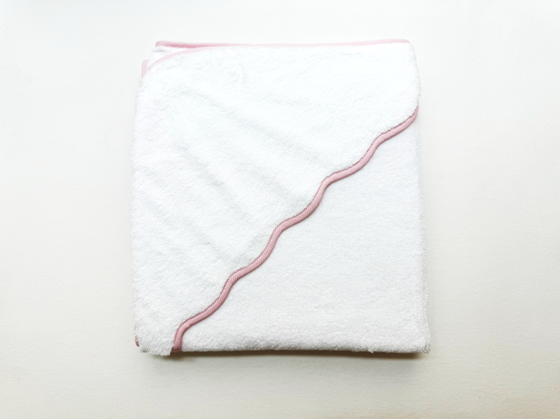 Pink Stripe Trim Hooded Towel