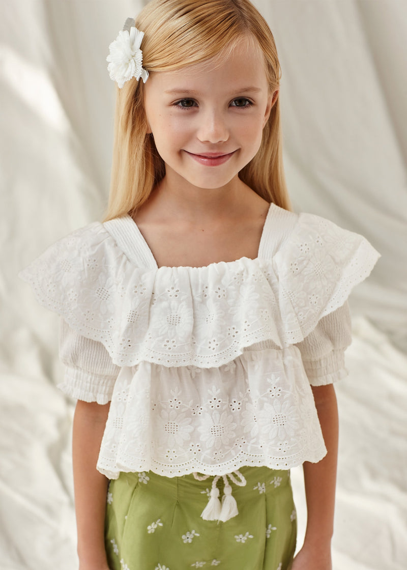 Ruffled Embroidered Top