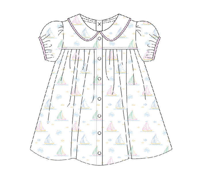 Pastel Voyages Button Dress