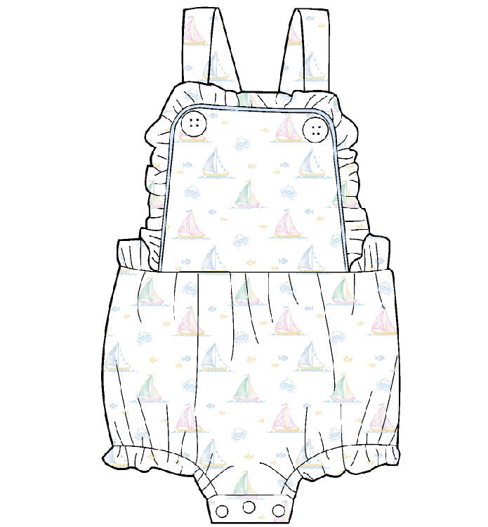 Pastel Voyages Ruffle Sunsuit