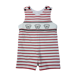 Red Bulldog Smocked Shortall