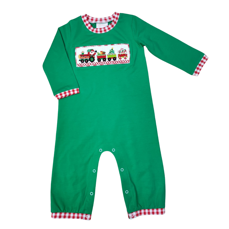 Santa’s Train Smocked Romper