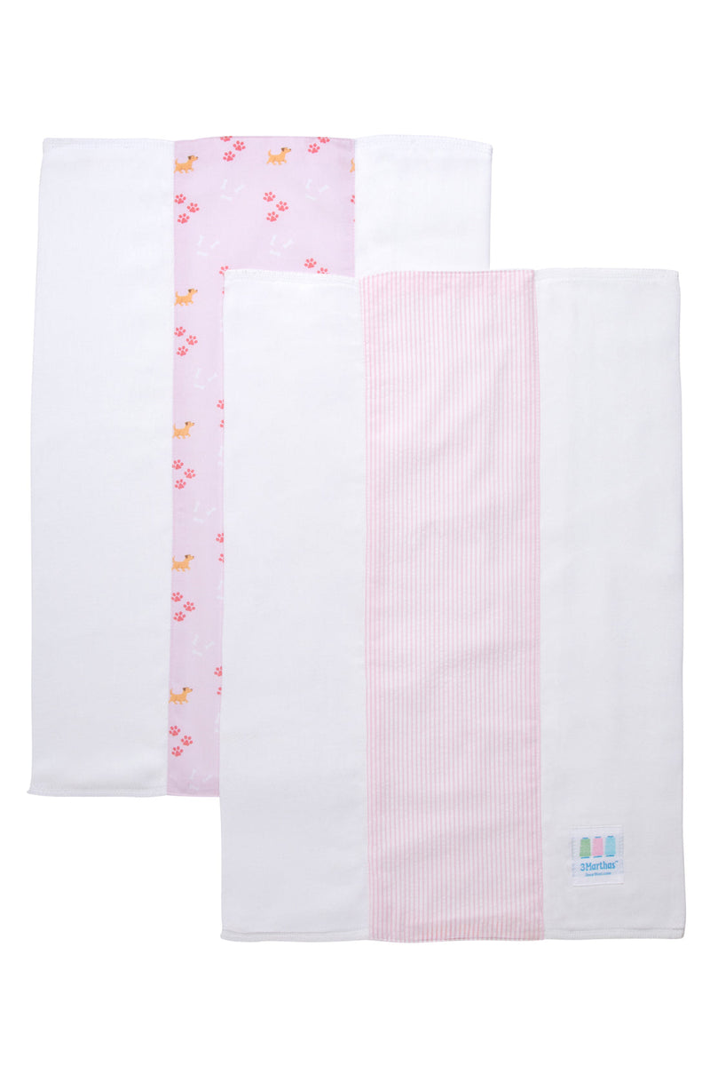 Pink Puppy Set/2 Burp Cloths