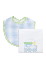 Train Bib & Burp Boxed Set