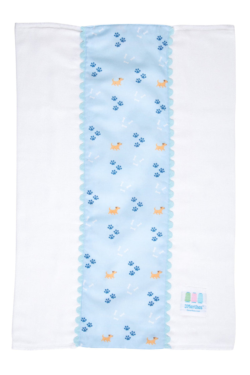 Blue Puppy Fancy Fabric Burp