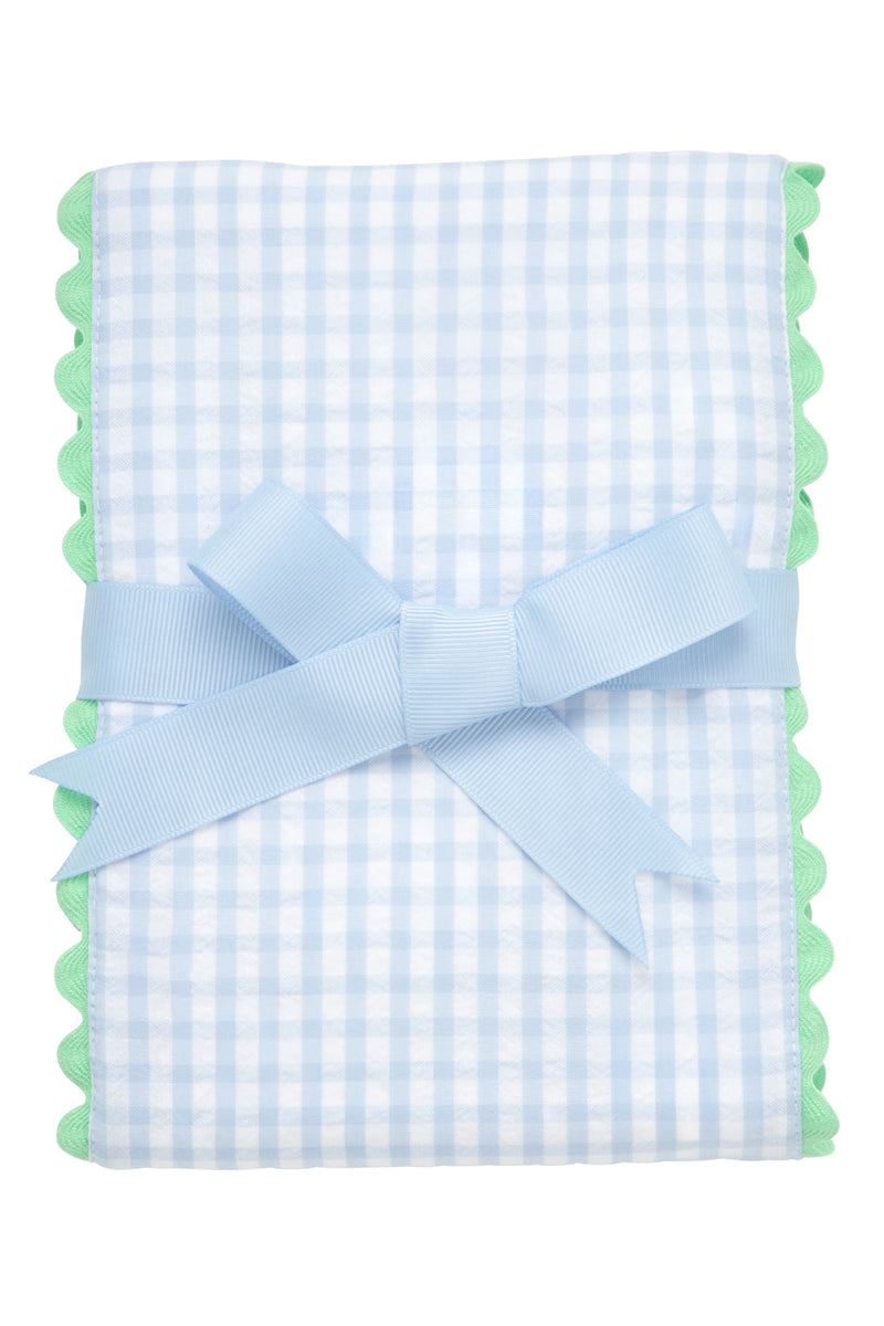 Blue Big Check Fancy Fabric Burp