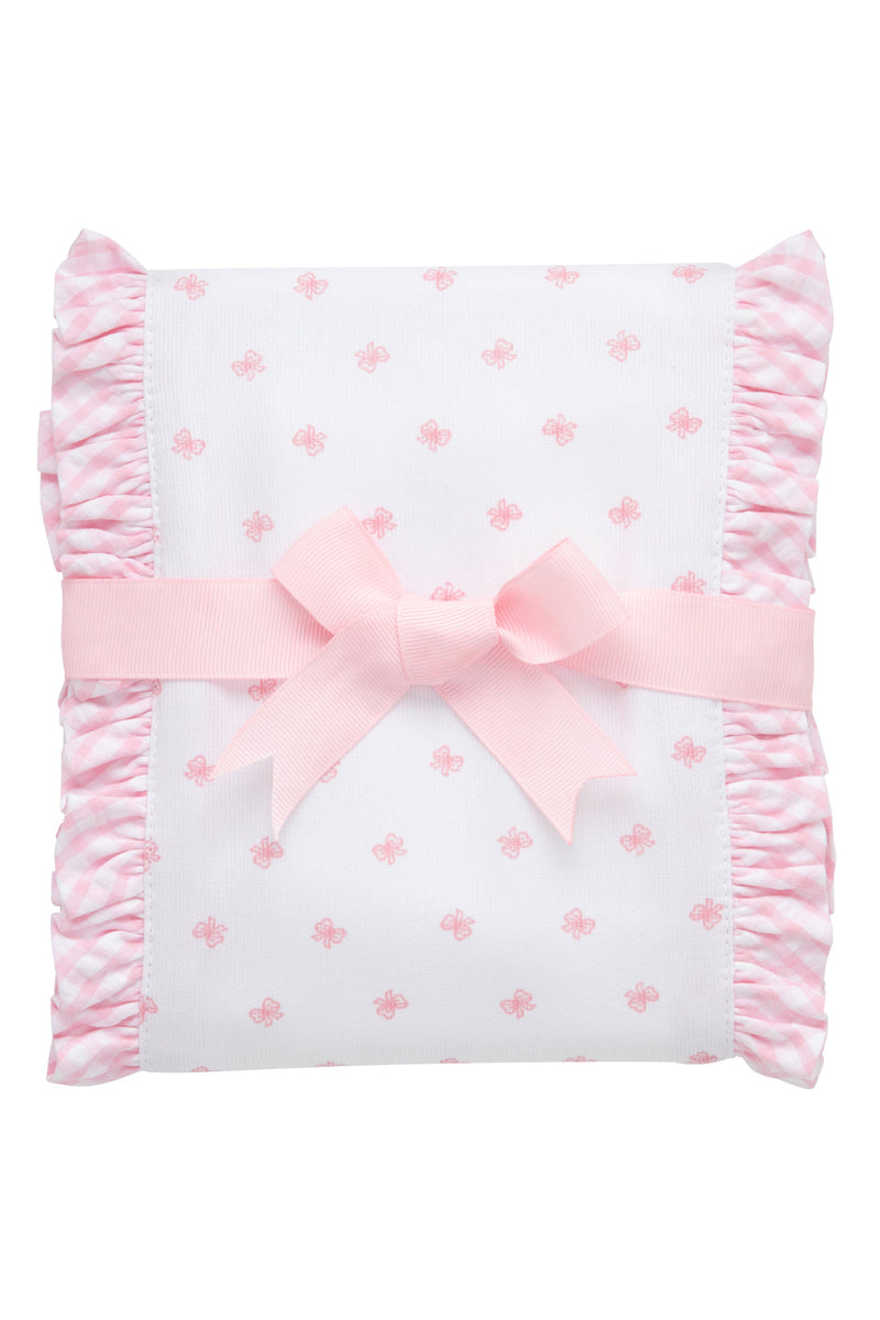 Pink Bow Fancy Fabric Burp