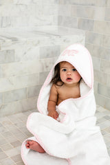 Pink Bow Appliqué Hooded Towel & Washcloth Set