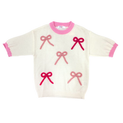 Pink Bows Cream Sweater