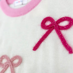 Pink Bows Cream Sweater