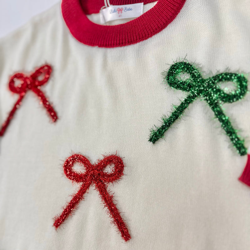 Christmas Bows Cream Sweater