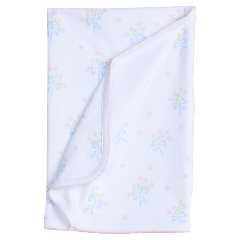 Blue Bow Bouquet Printed Blanket