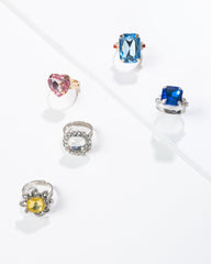 Multicolored Gem Ring Set