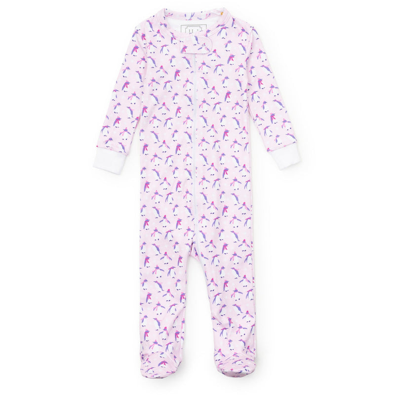 Parker Zipper Pajama Set - Penguin Party Pink