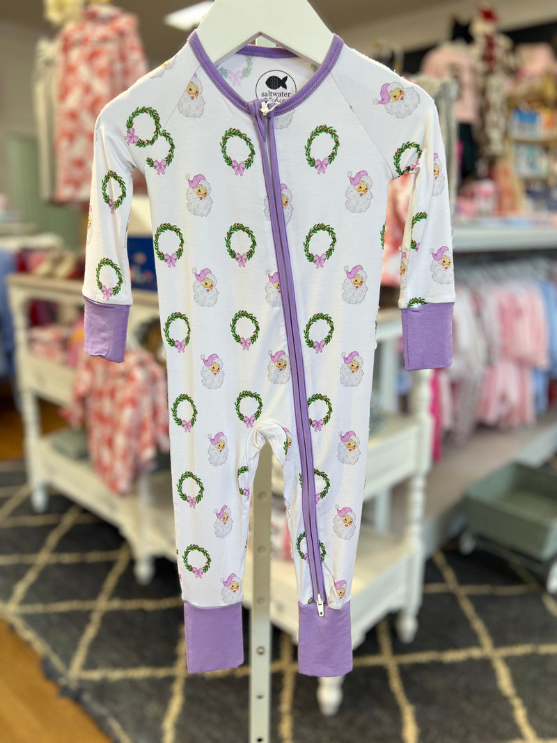 Santa in Purple Zip Pajama