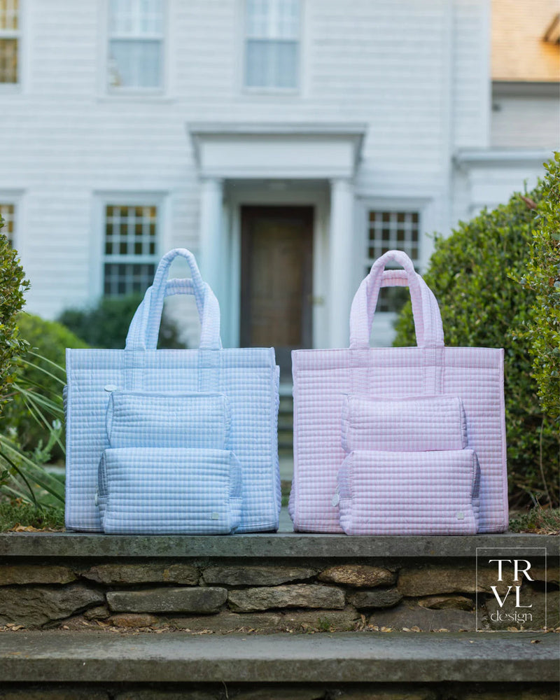 Quilted Go Go Tote - Pimlico Stripe Blue