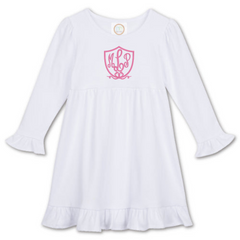 Personalized Heart Crest Long Sleeve Ruffle Dress