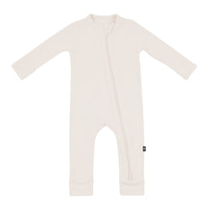 Ribbed Zippered Romper - Oat