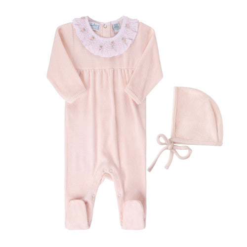 Velour Smocked Collar Romper